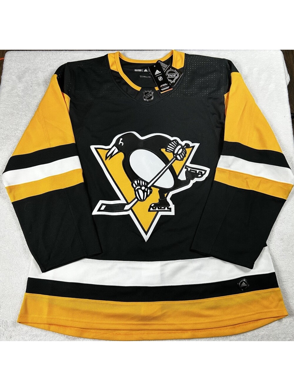 Pittsburgh Penguins NHL Adidas Climalite Black Home Hockey Jersey Blank Size 46